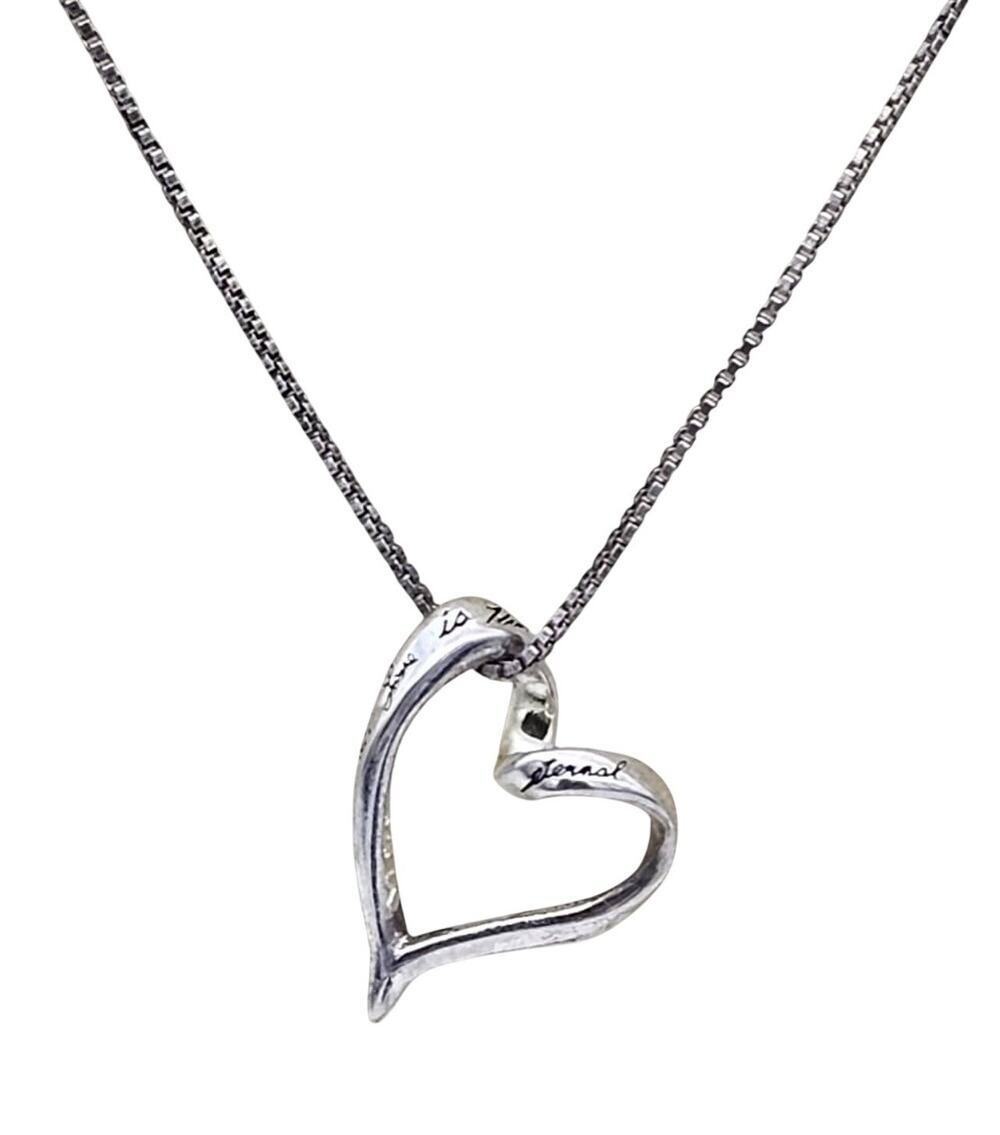 Sterling Silver Heart Love Is Patient Pendant Necklace